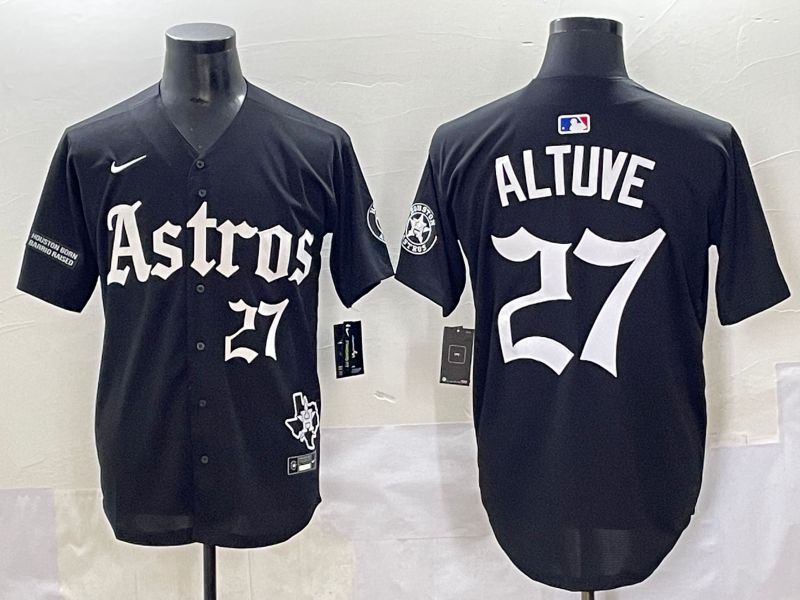 Men 2025 Houston Astros 27 Altuve Black Five generations Joint Name Nike MLB Jersey style 16